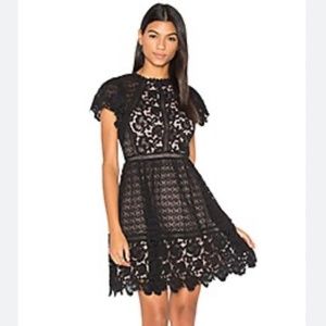 Rebecca Taylor Black Crochet Dress tan slip Womens size 6 LBD Little black dress